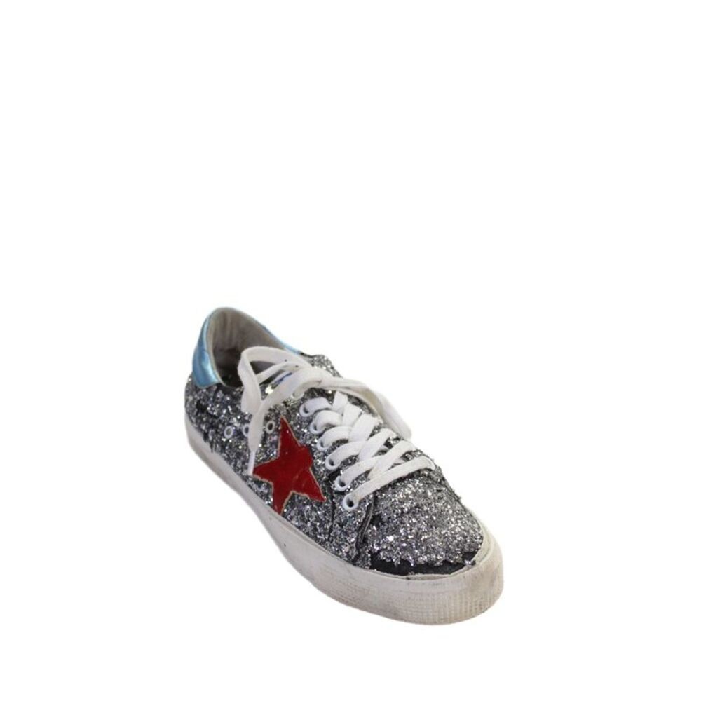 Golden Goose Deluxe Brand Womens Sequined May Skate Sneakers Silver Size 37 7